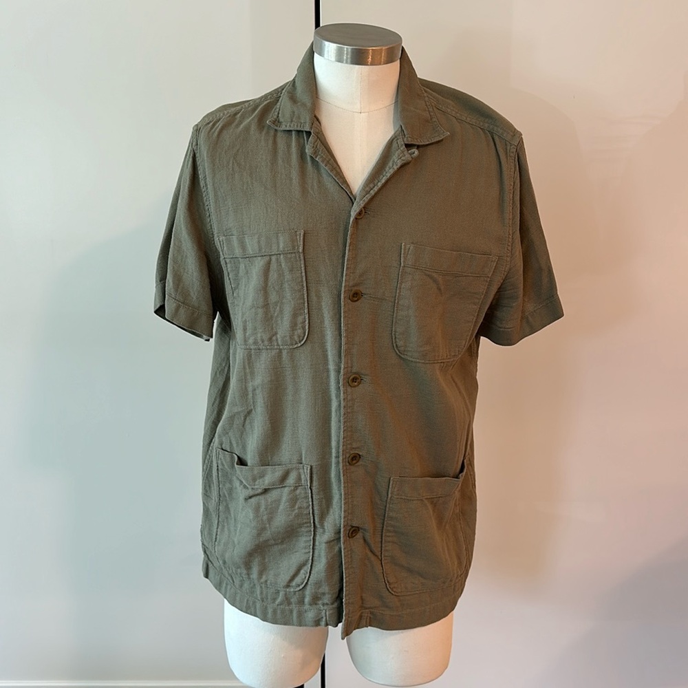 Wallace and Barnes X J.Crew knit camp collar button up shirt